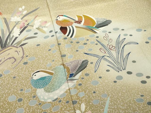 平和屋着物●訪問着 友禅 作家物 鴛鴦花文 暈し染め 正絹 逸品 AABL5566ck