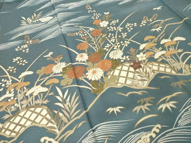 平和屋着物●訪問着 駒刺繍 花籬文 金彩 正絹 逸品 AABL5576ck