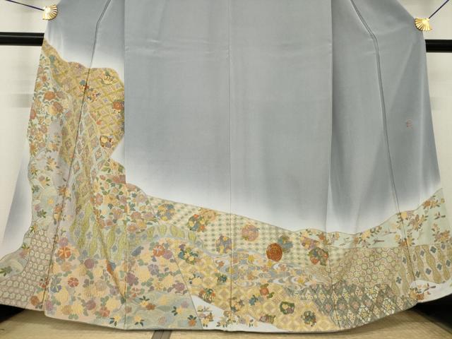 平和屋着物●豪華色留袖 作家物 総刺繍 道長花文 金糸 正絹 逸品 AABL5583ck