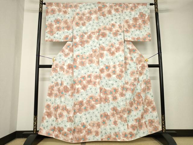 平和屋着物●上質な小紋 花尽くし 正絹 逸品 未使用 AABL5588ck