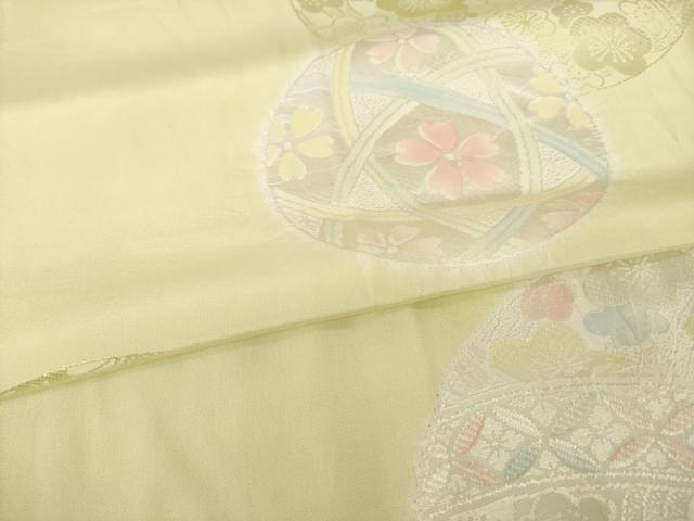 平和屋着物●振袖用長襦袢 無双仕立て 絞り 花毬文 暈し染め 半衿刺繍 正絹 逸品 AABL5604ck