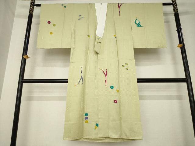 平和屋着物●長襦袢 無双仕立て 幾何学花文 金銀彩 正絹 逸品 AABL5610ck