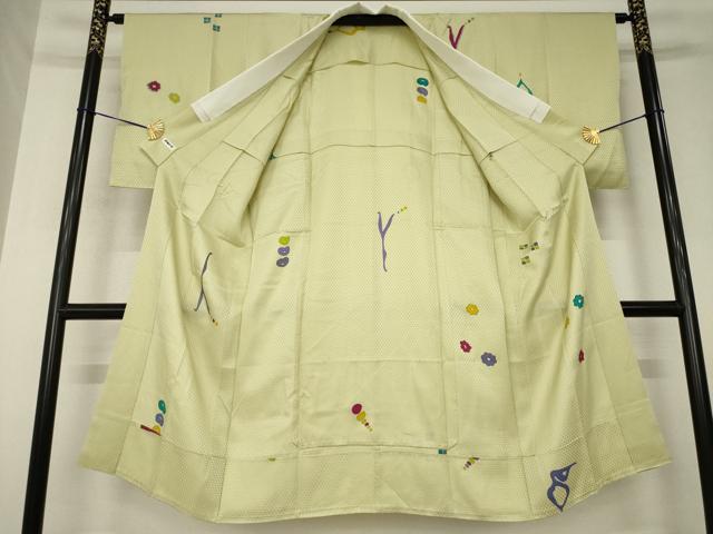 平和屋着物●長襦袢 無双仕立て 幾何学花文 金銀彩 正絹 逸品 AABL5610ck