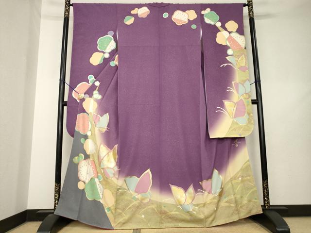 平和屋着物●ファッションブランド hiromichi nakano ヒロミチナカノ 振袖 駒刺繍 花蝶文 梅 暈し染め 金彩 正絹 逸品 AABL5617ck