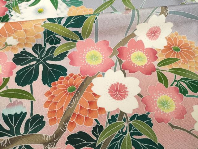 平和屋着物●豪華振袖 友禅 作家物 草花文 暈し染め 正絹 逸品 AABL5621ck
