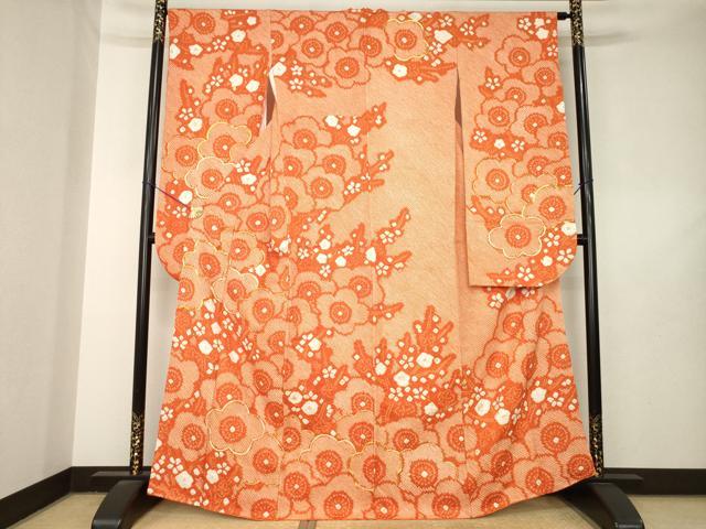 平和屋着物●豪華振袖 総絞り 駒刺繍 枝梅文 正絹 逸品 AABL5633ck