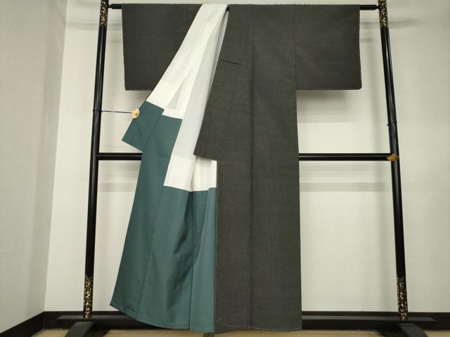 平和屋着物●本塩沢 蚊絣 黒地 正絹 逸品 未使用 AABL5636ck