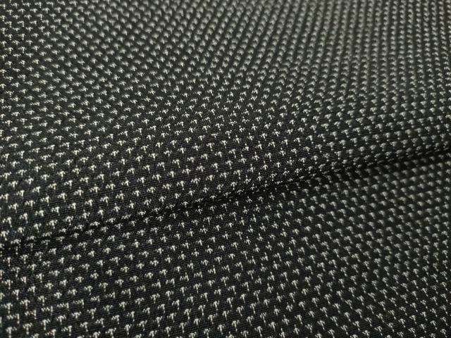 平和屋着物●本塩沢 蚊絣 黒地 正絹 逸品 未使用 AABL5636ck