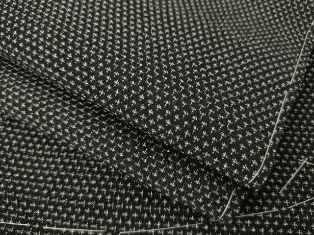 平和屋着物●本塩沢 蚊絣 黒地 正絹 逸品 未使用 AABL5636ck