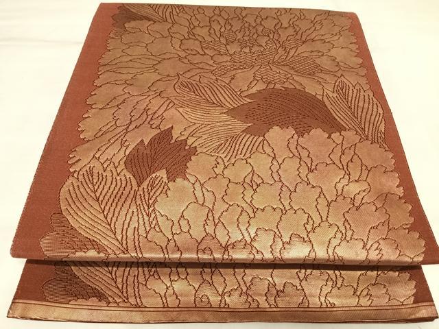 平和屋着物◎六通柄袋帯 草花文 金糸 正絹 逸品 AABL5649yx