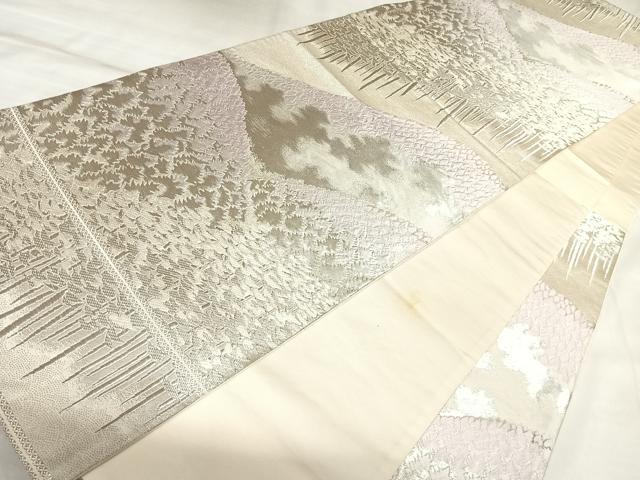平和屋着物◎西陣 服部織物謹製 六通柄袋帯 唐織 松風 銀糸 正絹 逸品 AABL5664yx