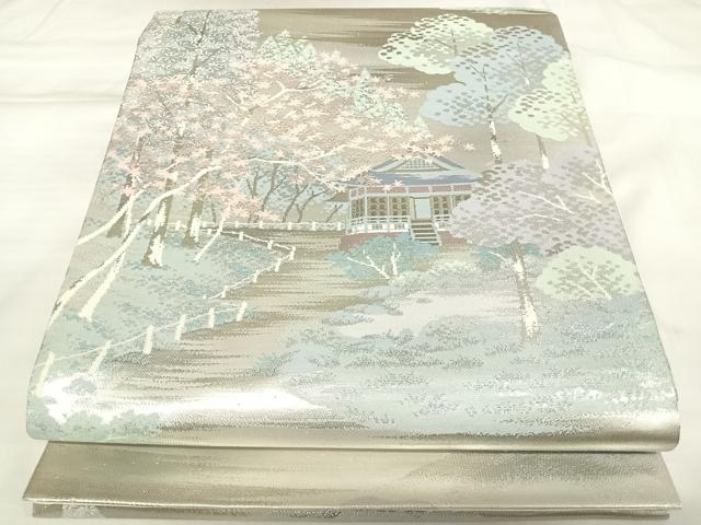 平和屋着物◎六通柄袋帯 唐織 大原三千院 プラチナ二重箔 正絹 逸品 AABL5668yx