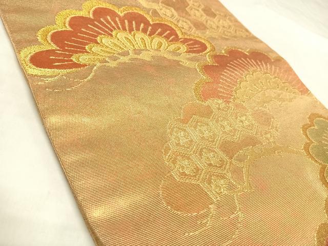 平和屋着物◎六通柄袋帯 枝松文 金糸 正絹 逸品 AABL5673yx