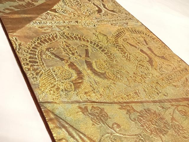平和屋着物◎六通柄袋帯 更紗花唐草文 金糸 引箔 正絹 逸品 AABL5674yx