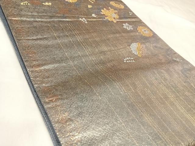 平和屋着物◎六通柄袋帯 箔好美 草花文 金銀糸 正絹 逸品 AABL5677yx
