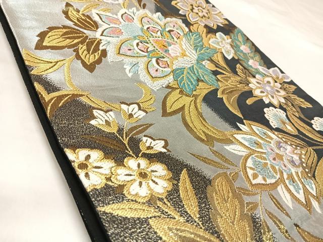 平和屋着物◎六通柄袋帯 唐織 更紗花文 金銀糸 正絹 逸品 AABL5680yx