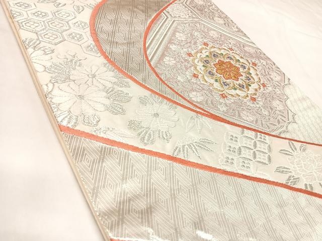 平和屋着物◎六通柄袋帯 唐織 正倉院花文 金銀糸 正絹 逸品 AABL5688yx