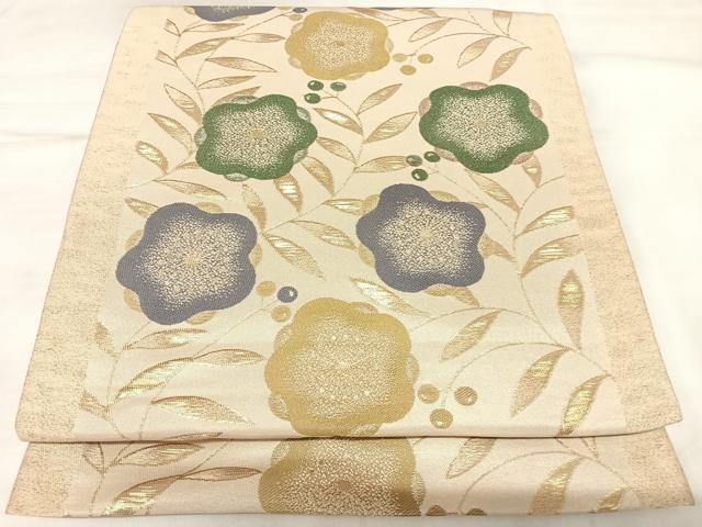 平和屋着物◎六通柄 京袋帯 枝花文 金糸 正絹 逸品 AABL5701yx