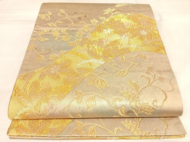 平和屋着物◎六通柄袋帯 遠州松寿唐草文 金糸 引箔 正絹 逸品 AABL5706yx
