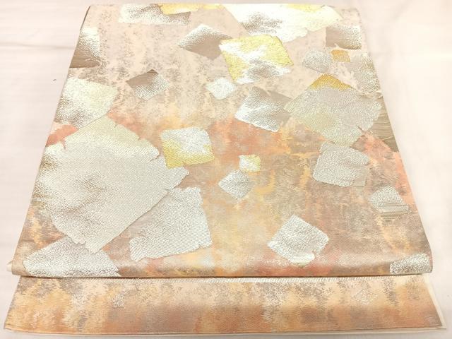 平和屋着物◎西陣 木野織物謹製 六通柄袋帯 破れ色紙文 金銀糸 引箔 正絹 逸品 AABL5718yx