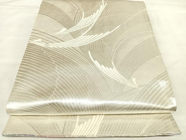 平和屋着物◎両面全通柄袋帯 唐織 孔雀文 銀糸 正絹 逸品 AABL5721yx