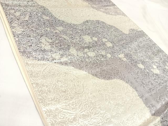 平和屋着物◎六通柄袋帯 霞文 銀糸 正絹 逸品 AABL5737yx