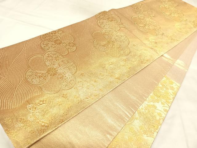 平和屋着物◎佐賀錦 六通柄袋帯 花蝶文 ねじ梅 金糸 正絹 逸品 AABL5773yx