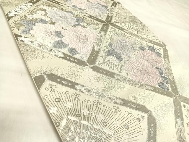 平和屋着物◎六通柄袋帯 唐織 花菱文 プラチナ箔 やまとオリジナル 正絹 逸品 AABL5807yx