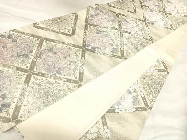 平和屋着物◎六通柄袋帯 唐織 花菱文 プラチナ箔 やまとオリジナル 正絹 逸品 AABL5807yx