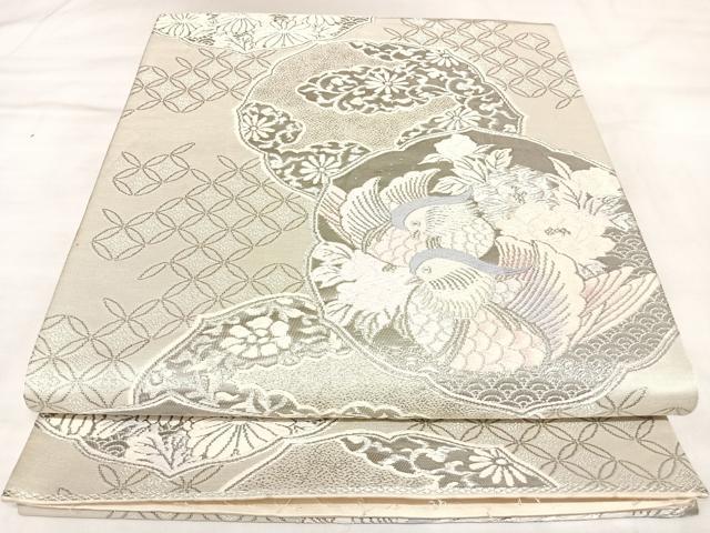 平和屋着物◎六通柄袋帯 唐織 清風鳳凰文 プラチナ箔 正絹 逸品 AABL5808yx