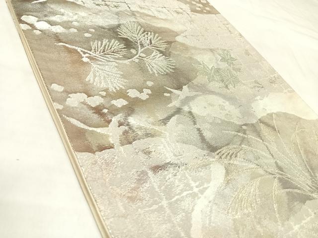 平和屋着物◎西陣 六通柄袋帯 流水花鳥文 金銀糸 正絹 逸品 AABL5809yx