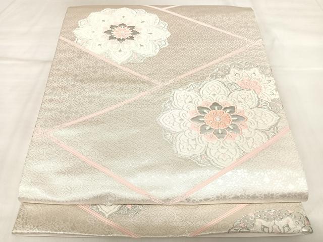 平和屋着物◎六通柄袋帯 唐織 桧垣華文 プラチナ二重箔 正絹 逸品 AABL5810yx