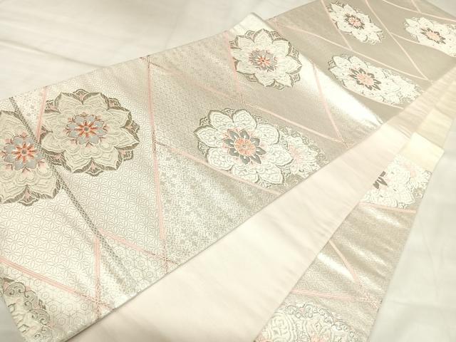 平和屋着物◎六通柄袋帯 唐織 桧垣華文 プラチナ二重箔 正絹 逸品 AABL5810yx