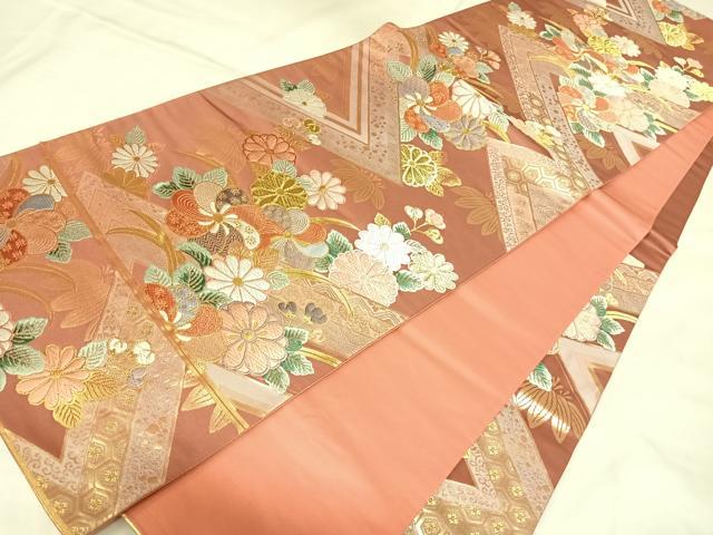 平和屋着物◎六通柄袋帯 唐織 舞花文 金糸 正絹 逸品 AABL5811yx