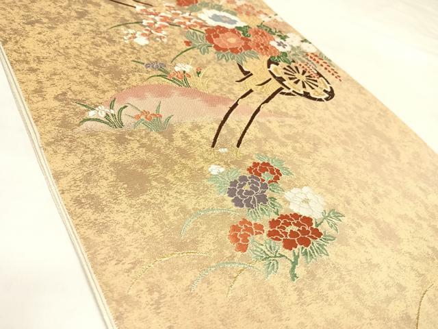 平和屋着物◎西陣 六通柄袋帯 唐織 花車文 金糸 引箔 正絹 逸品 AABL5852yx