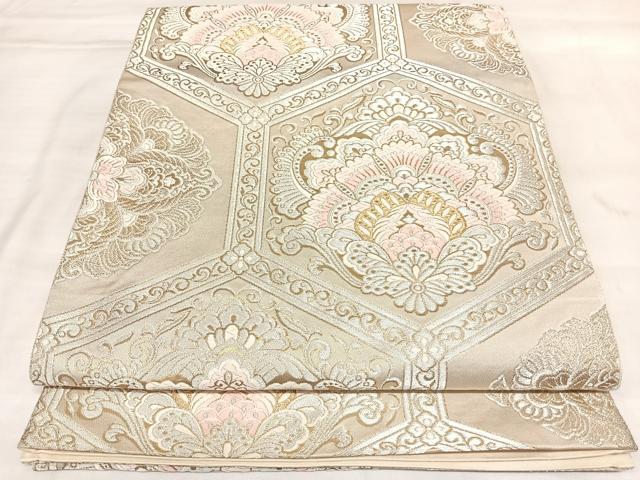 平和屋着物◎西陣 服部織物謹製 六通柄袋帯 唐織 オリエント更紗 金銀糸 正絹 逸品 AABL5860yx
