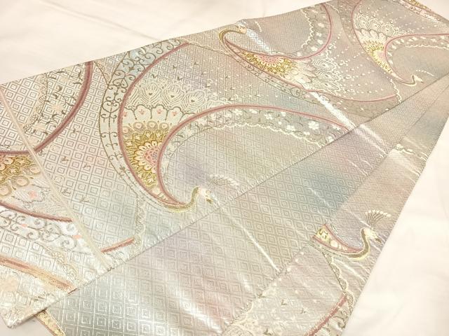 平和屋着物◎二重箔佐賀錦 六通柄袋帯 唐織 孔雀文 金銀糸 正絹 逸品 AABL5868yx