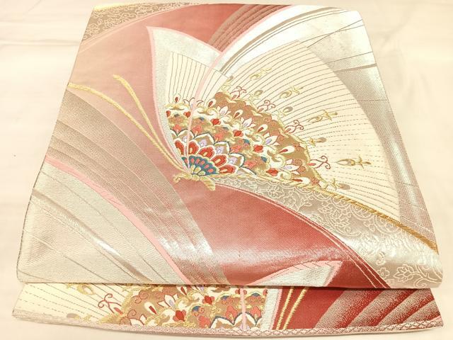 平和屋着物◎両面 六通柄袋帯 唐織 舞蝶文 金銀糸 正絹 逸品 AABL5874yx