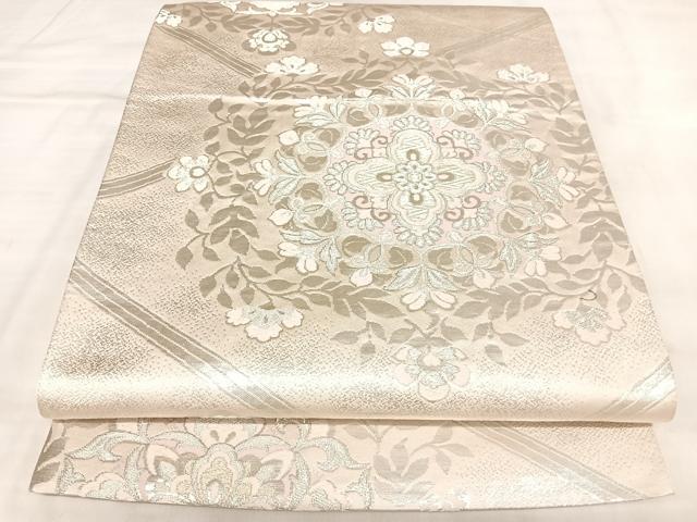 平和屋着物◎六通柄袋帯 正倉院花文 金銀糸 正絹 逸品 AABL5879yx