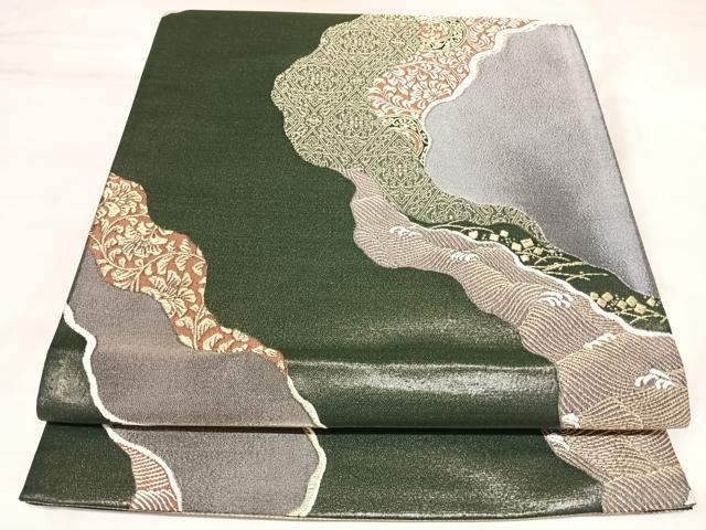 平和屋着物◎六通柄袋帯 唐織 道長唐菊草文 金銀糸 正絹 逸品 AABL5886yx