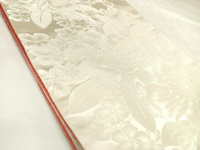 平和屋着物◎両面 全通柄袋帯 舞花文 三松オリジナル帯 銀糸 正絹 逸品 AABL5902yx