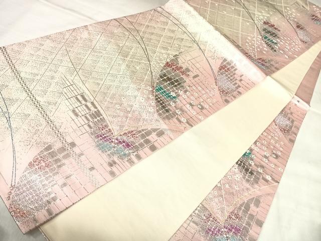 平和屋着物◎六通柄袋帯 舞蝶文 金銀糸 正絹 逸品 AABL5935yx