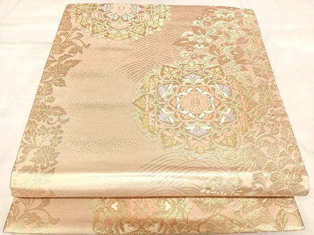 平和屋着物◎六通柄袋帯 唐織 正倉院草花文 金糸 正絹 逸品 AABL5954yx