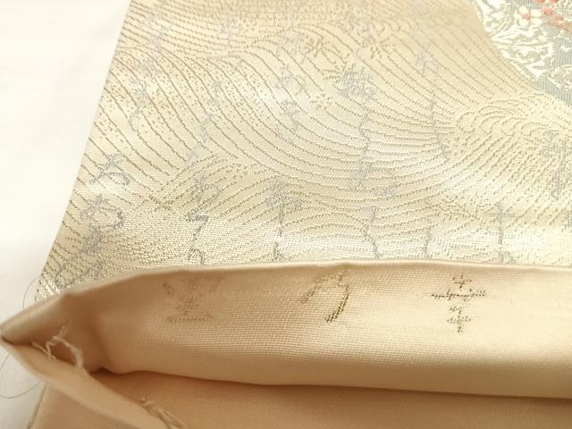 平和屋着物◎六通柄袋帯 唐織 里乃幸 銀糸 正絹 逸品 AABL5955yx