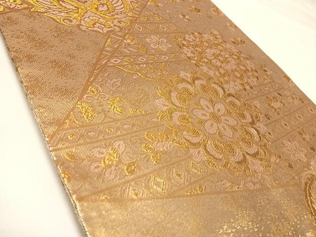 平和屋着物◎佐賀錦 六通柄袋帯 鳳凰正倉院花文 金糸 正絹 逸品 AABL5956yx
