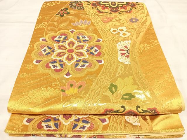 平和屋着物◎六通柄袋帯 立涌正倉院花文 金糸 正絹 逸品 AABL5958yx