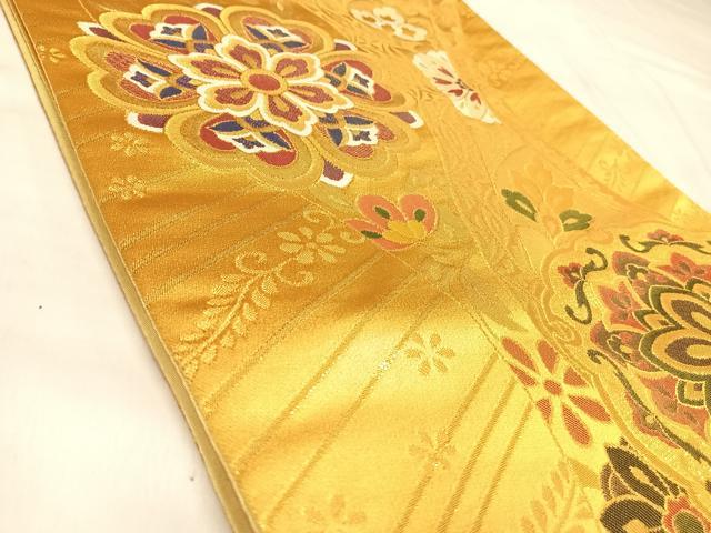 平和屋着物◎六通柄袋帯 立涌正倉院花文 金糸 正絹 逸品 AABL5958yx