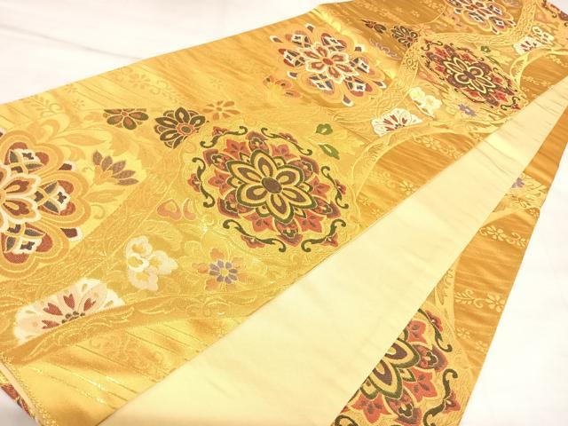 平和屋着物◎六通柄袋帯 立涌正倉院花文 金糸 正絹 逸品 AABL5958yx