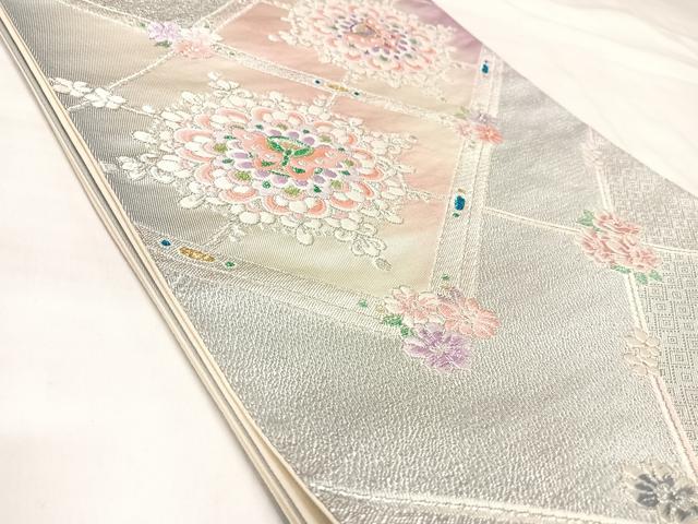 平和屋着物◎六通柄袋帯 唐織 菱花蝶文 金銀糸 正絹 逸品 AABL5961yx