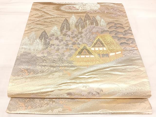 平和屋着物◎六通柄袋帯 京名所 プラチナ二重箔 正絹 逸品 AABL5969yx